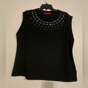 Love Scarlett Black Sleeveless Blouse with Silver Accents Size XL